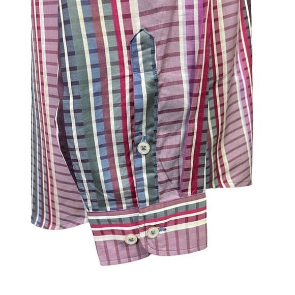 Tommy Bahama Purple Gray Plaid Long Sleeve Button Down Shirt XL - Picture 6 of 8